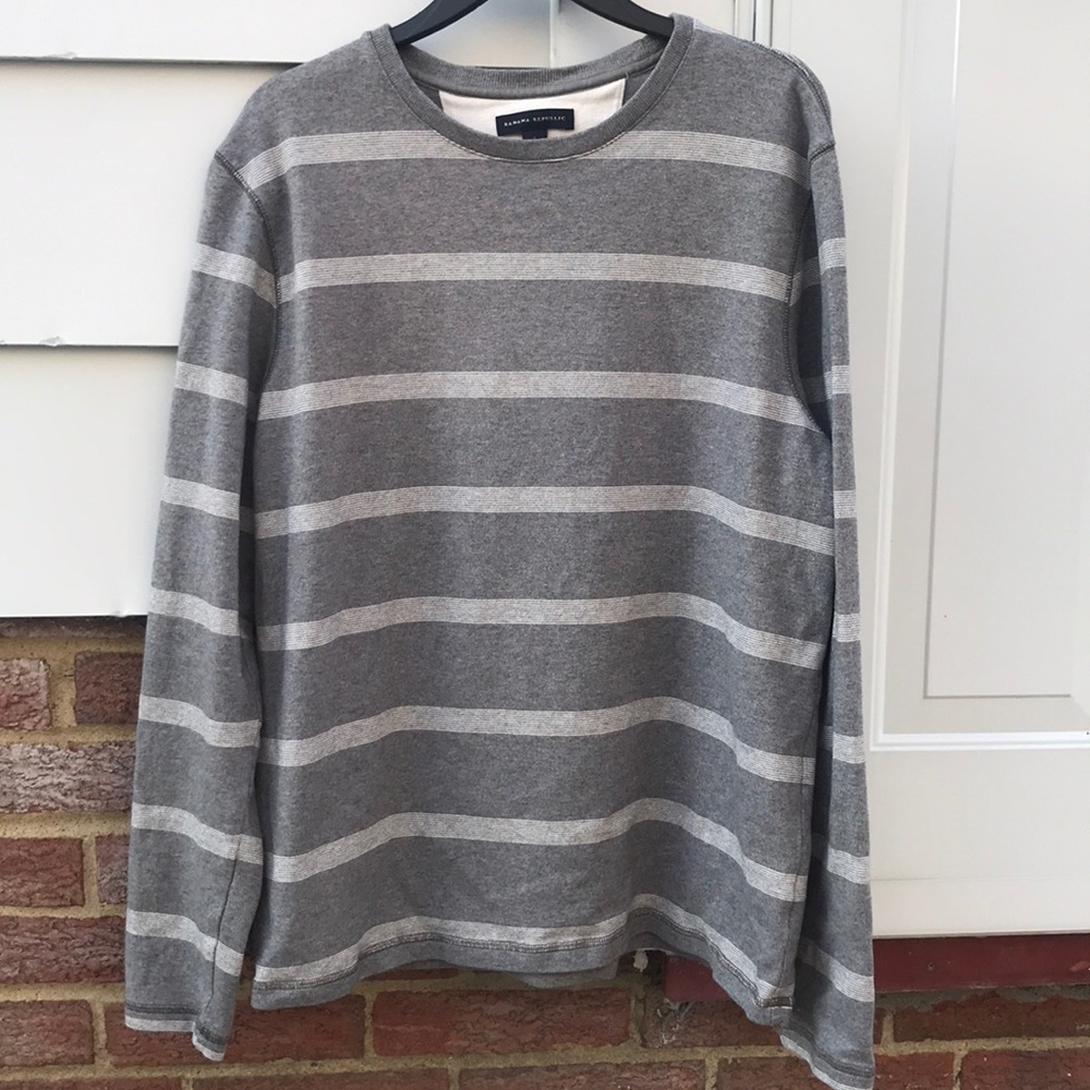Gray and White Striped Sweater